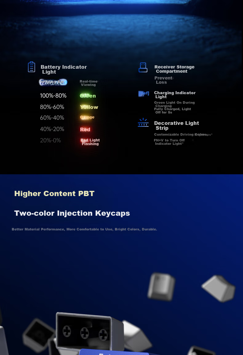 Rapoo V700DIY-98 Upgraded Version Tri-Mode Custom Wireless Mechanical Keyboard Gasket Structure 7-Layer Filled Soundproof Full-Key Hot-Swappable Keyboard White Gray Blue (Tactile White Switch) 7