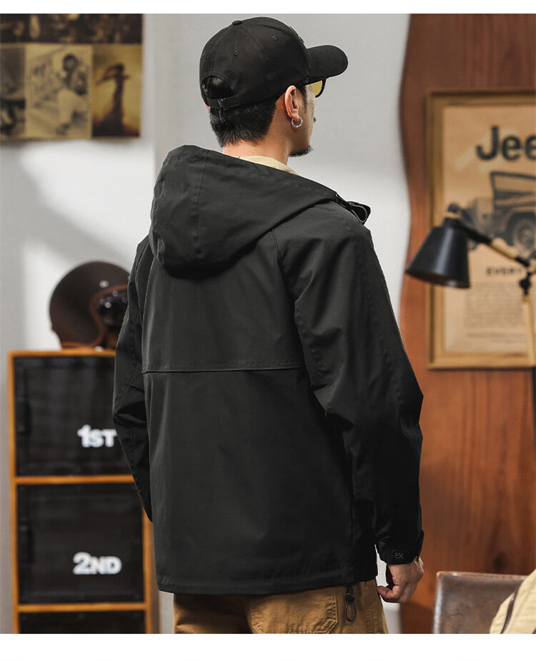 JEEP Men's Jacket, Spring And Autumn Casual Workwear Windbreaker, Loose-Fitting Outerwear for Men, Army Green, Size M 5