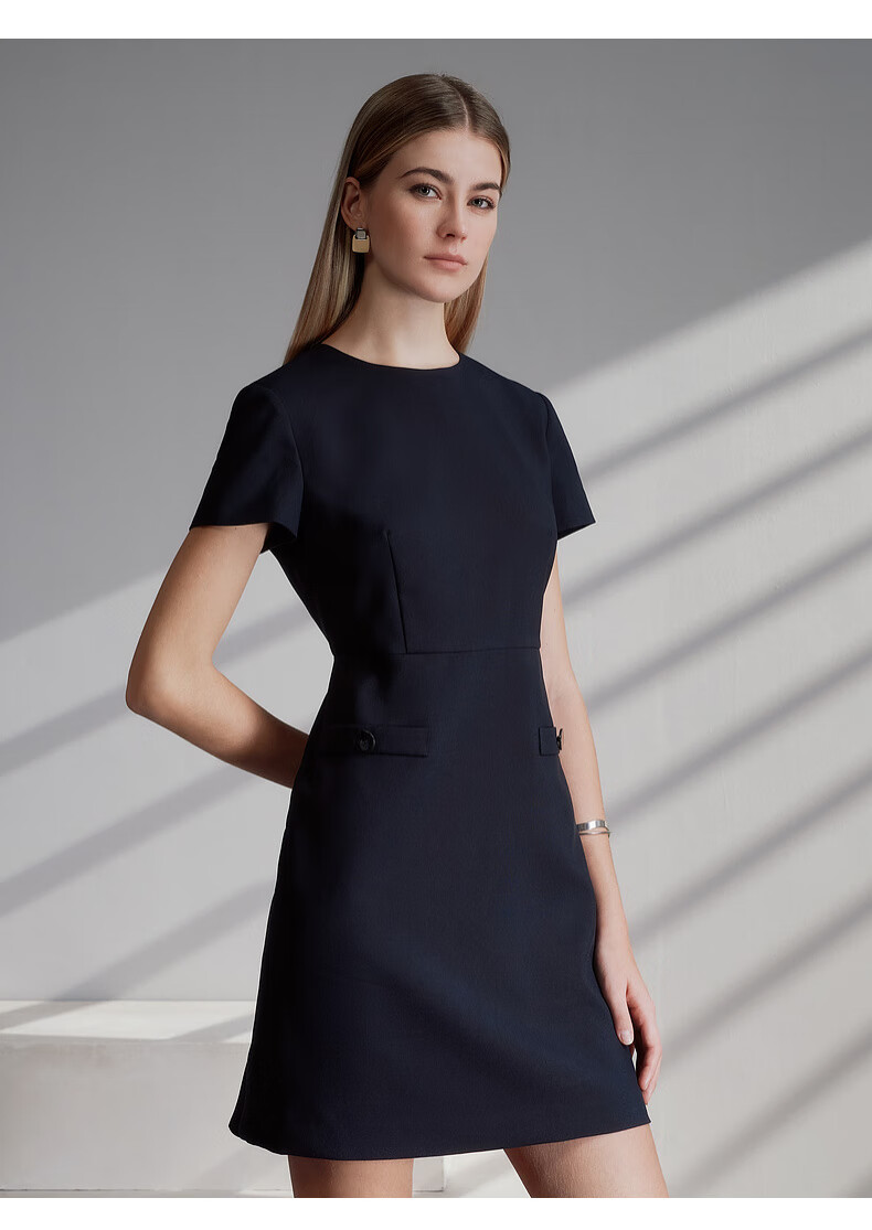 G2000 Comfortable Skin-Friendly/Mall-Matching Women's Spring And Summer Business Commute Short-Sleeve Dress, Black, M/36 3