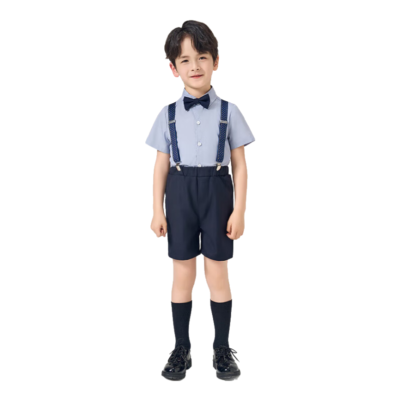 Romon Boys' Children's Performance Suit Set Boys' Birthday Flower Boy Kindergarten Graduation Navy Blue 170