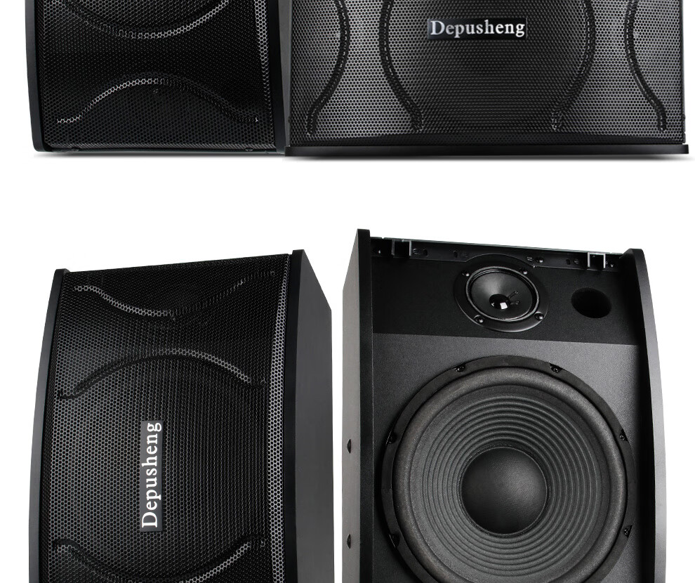 Depusheng D100 10-Inch Home KTV Speaker Professional Karaoke Sound System for Family, Private Rooms, Conference, Bar, Multimedia Teaching, Restaurant Floor-Standing Speaker Pair 15