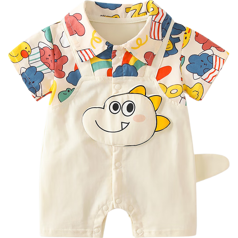 VOONLIE Baby Clothes Summer Outfit, Newborn Boy Romper, Full Moon Hundred Days Short-Sleeve Bodysuit, Summer Thin Onesie