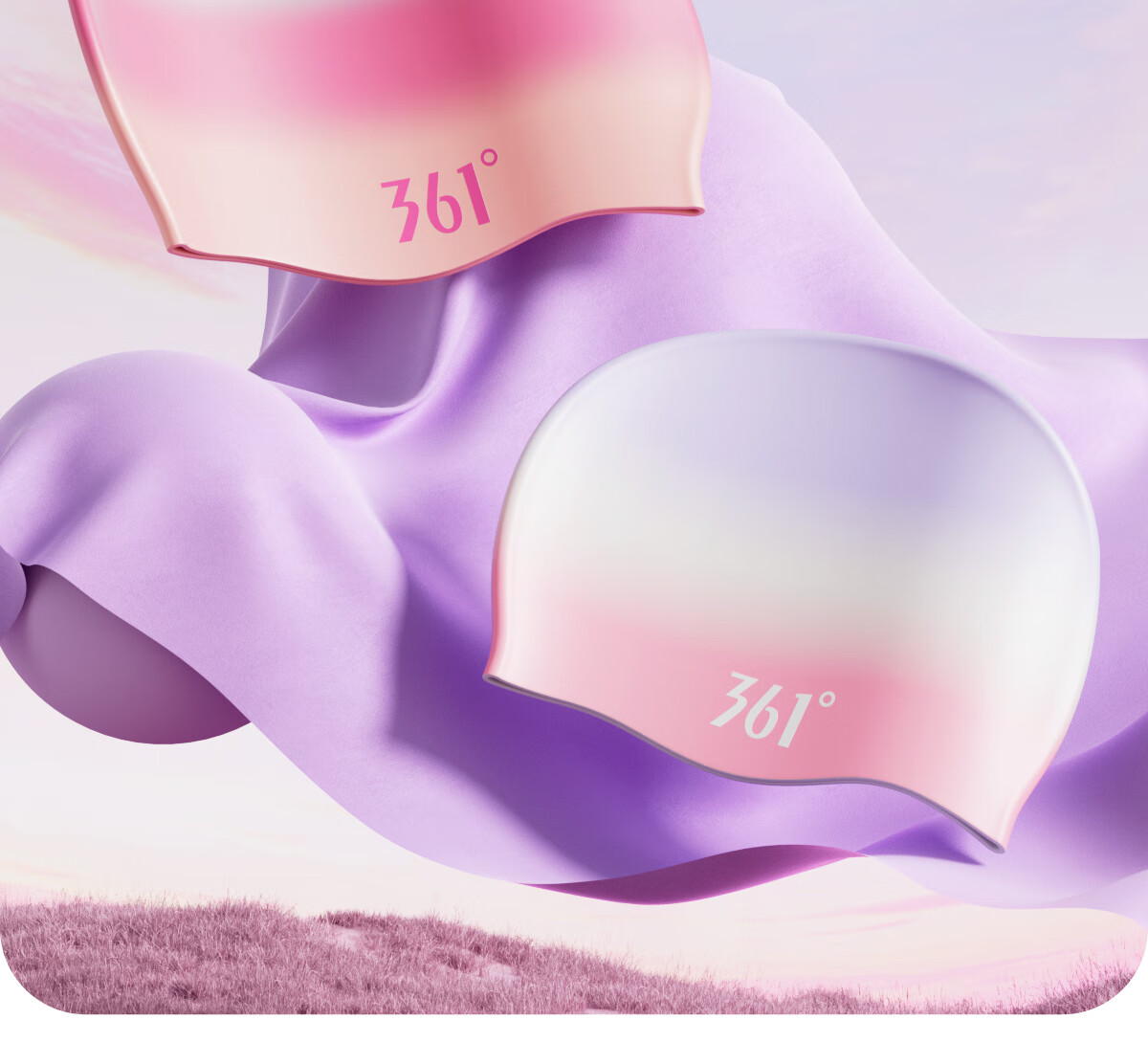 361° Women's One-Size Silicone Swimming Cap with Gradient Design, Waterproof, Highly Elastic, Extra Large, Long Hair Ear Protection Adult Swim Cap 2