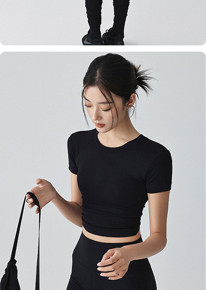 XUEXIMAN Women's Yoga Top Backless Sports Shirt Summer with Fixed Chest Pad Beautiful Back Pilates Short Sleeve Breathable Quick-Dry Fitness Wear 10