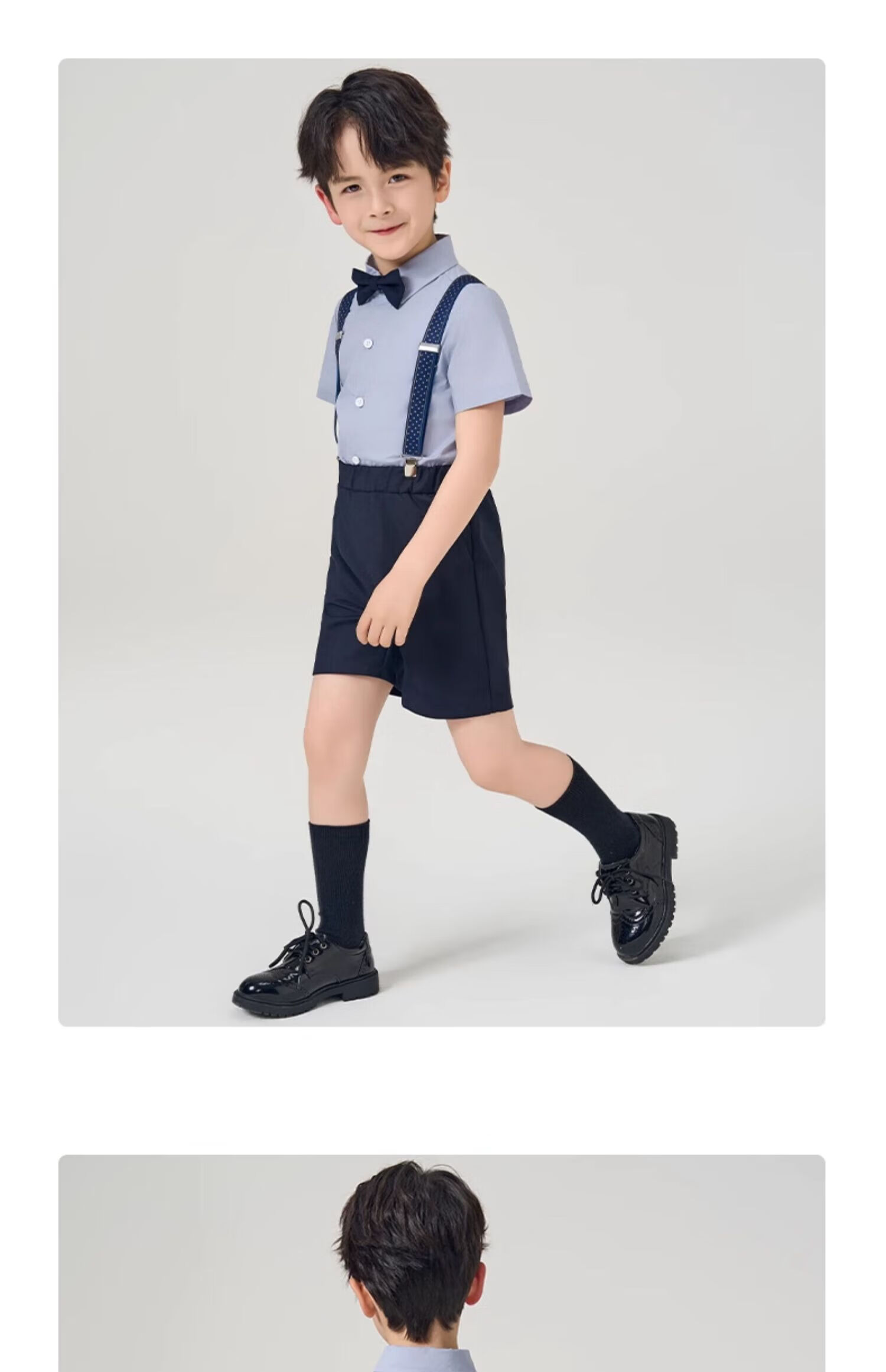 Romon Boys' Children's Performance Suit Boys' Birthday Flower Boy Kindergarten Graduation Suit Navy Blue 160 9