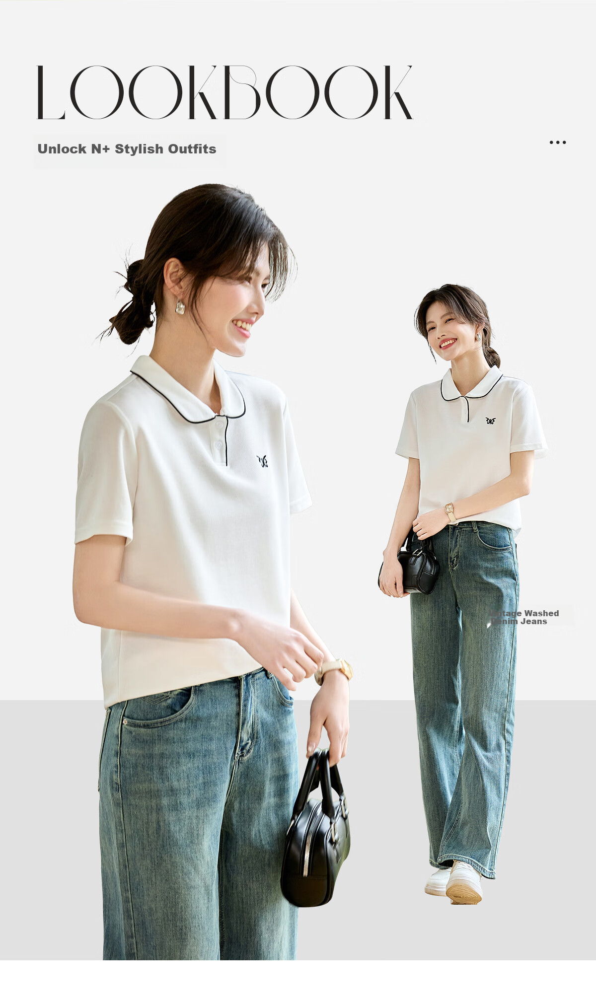 Taxiang Women's Short-Sleeve T-Shirt, Versatile Ladies' Polo Shirt, Casual Letter-Design Collared T-Shirt Top T144T1843 3