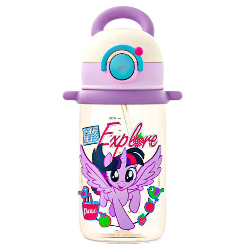 Germ My Little Pony Summer Children's Plastic Straw Cup for Girls Kindergarten Student 480ML Purple