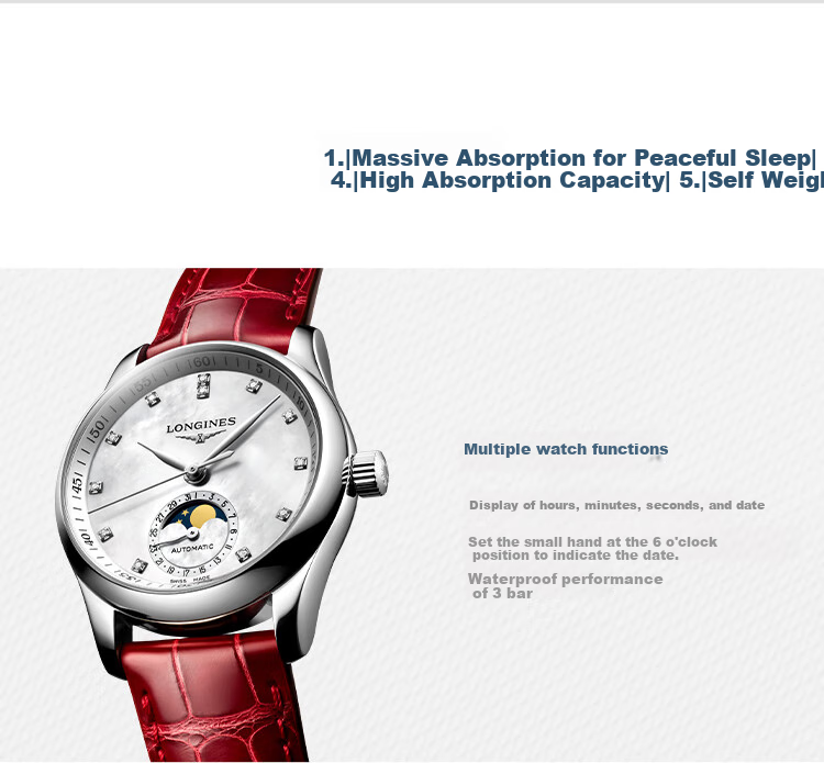 LONGINES Swiss Watch, Master Collection Moonphase Wristwatch for Women, Leather Strap Mechanical Watch L24094872 6