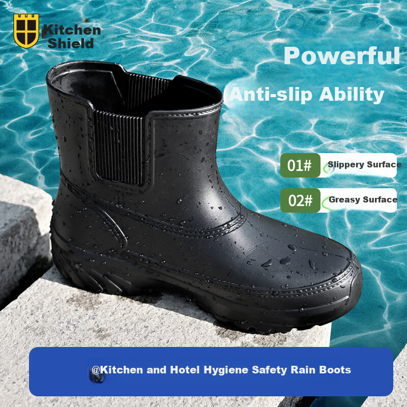 Chudun Non-Slip Shoes, Snow Boots, Rain Boots, Waterproof, Non-Slip, Oil-Resistant, EVA Water Shoes, Work Shoes, Black, Size 39/40