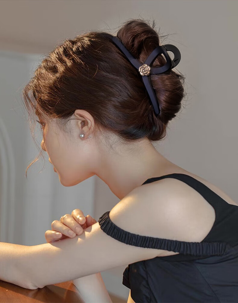 Xiangwan Camellia Hair Clip Medium Elegant Hairpin for Women Back of Head Hair Accessory Birthday Gift 1