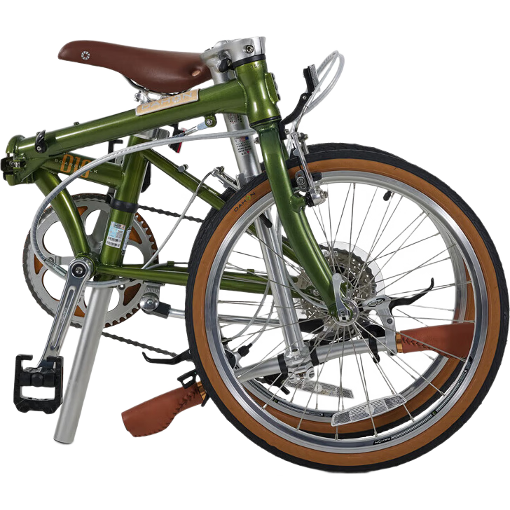 DAHON D10 Folding Bicycle, 20-Inch, 10-Speed, Adult Retro Bike HAC003, Olive Gree