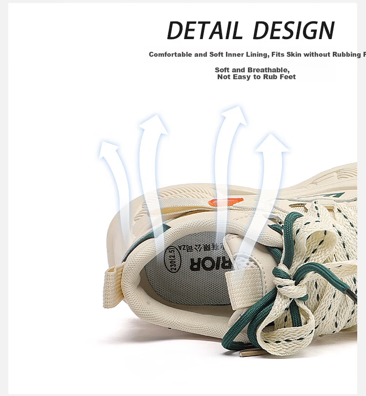 Huili Women's Thick-Soled Dad Shoes, Versatile Casual Shoes, Retro Sports Trendy Shoes, F546C, Beige/green, Size 37 4