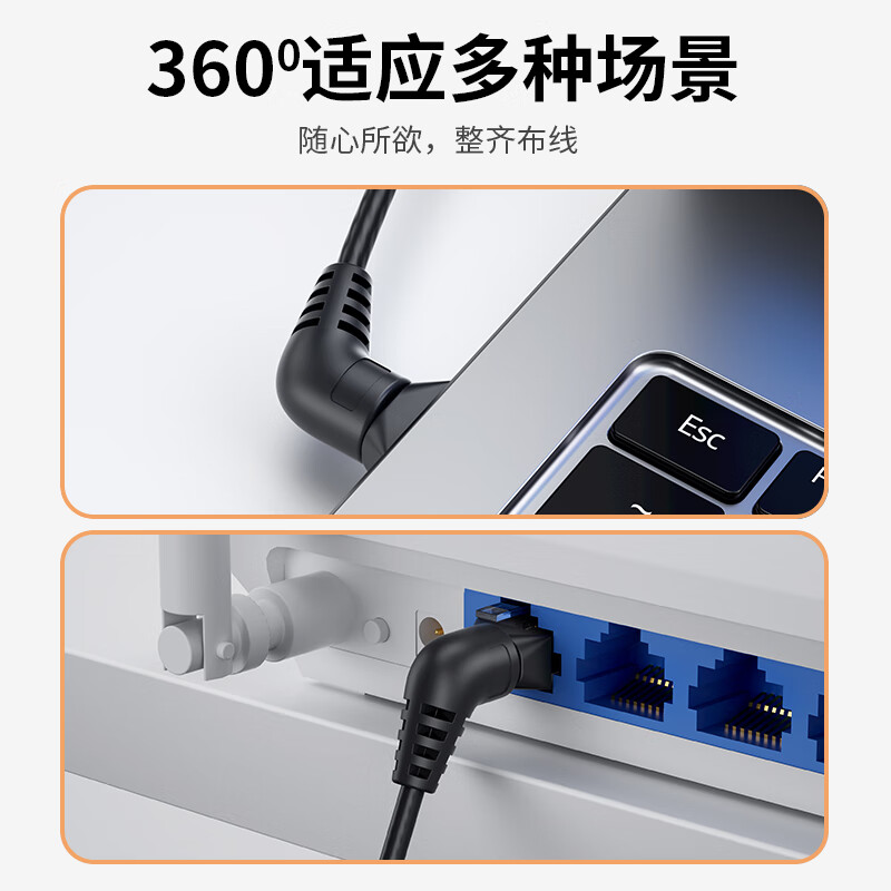 Сетевой кабель CABLE CREATION CL0370-G CAT6A, 0.25 м, тонкий, с вращающимся угловым разъемом RJ45, 10 Гбит/с
