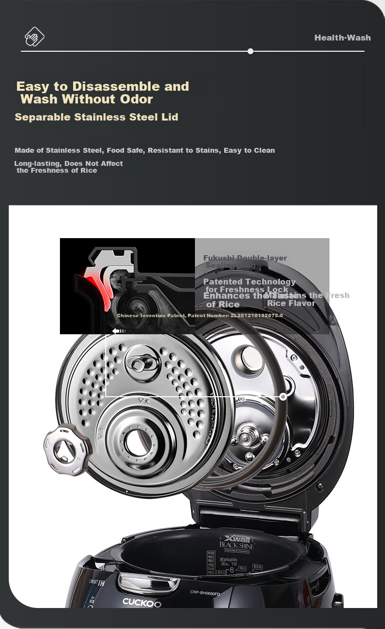 CUCKOO Korean Imported Multifunctional Pressure Cooker with No-Pressure Switching, Voice Prompt, Steamed Rice Non-Stick Pot, 3L Electric Pressure Cooker CRP-UT0611FGW 9