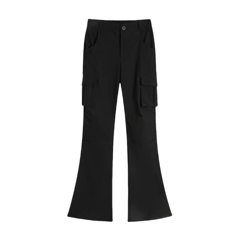 LangSha Micro-Flare Cargo Pants for Women, Spring And Autumn 2026 New Style, High-Waisted Slimming American-Style Sweatpants, Parachute Casual Flared Pants