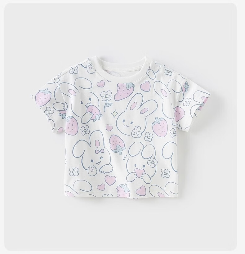 DAVE & BELLA Children's Short-Sleeve T-Shirt, Girls' Cotton Undershirt, Summer Wear, Baby Girl Antibacterial Top 6