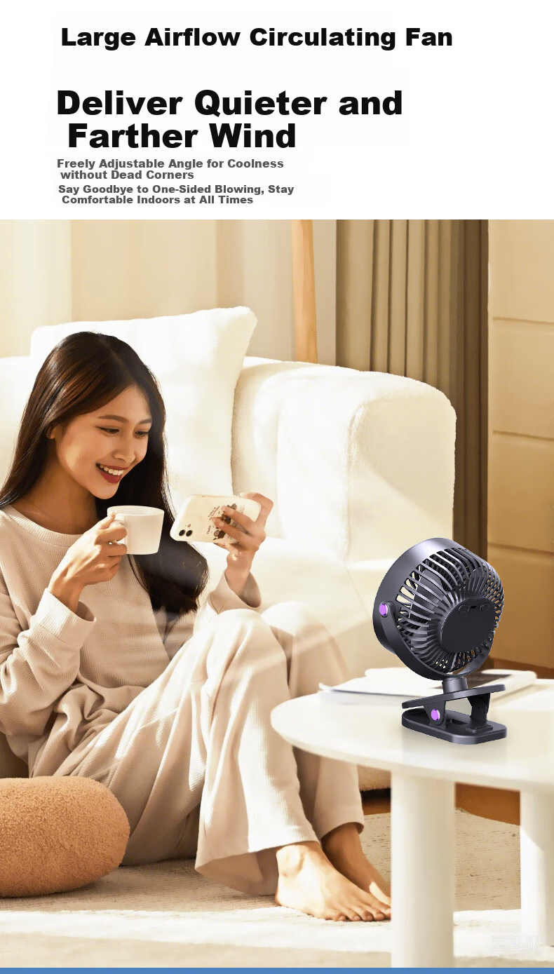 KOVOL [8-Inch Automatic Oscillating] Desktop Mini Fan Air Circulator Clip Fan for Dorm Students, Office Desk USB Cold Mini Fan Turbine Mini Electric Fa 12
