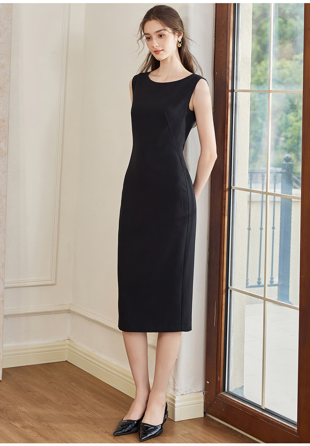 ROEYSHOUSE Elegant Sleeveless Dress for Women, Spring 2026 Collection, Sophisticated Waist-Cinching Mid-Length Dress 10986, Apricot Color, Size S 8
