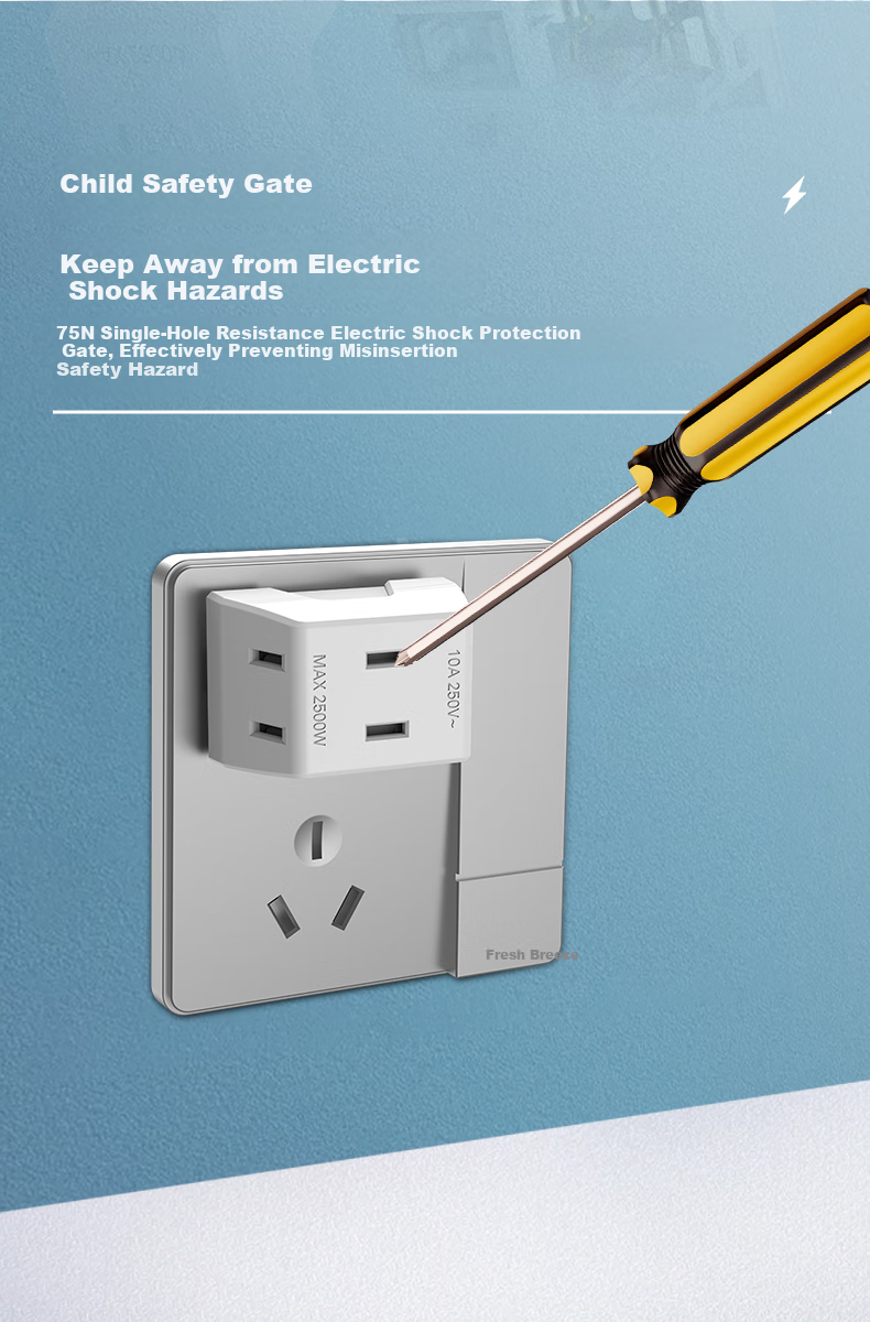 Kyfen Three-In Adapter, National Standard 10A 47mm Mini Portable, No Plug Cover, Dorm Essential, Travel Socket, White, 2 Prongs, Electric Shock Prevention, PP Material 8