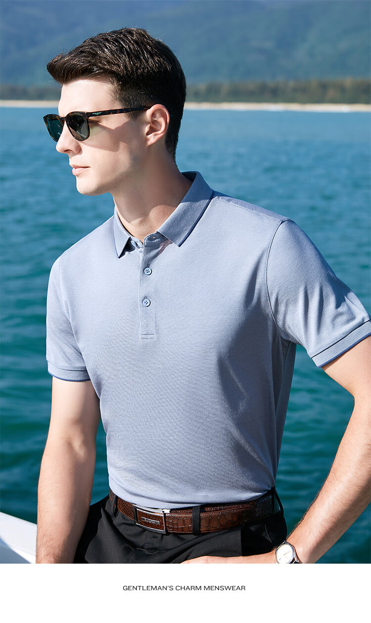 Antonio 55% Mulberry Silk Cooling Breathable High-End Short Sleeve Polo Shirt Men Summer Knitted Business Casual T-Shirt Top 26