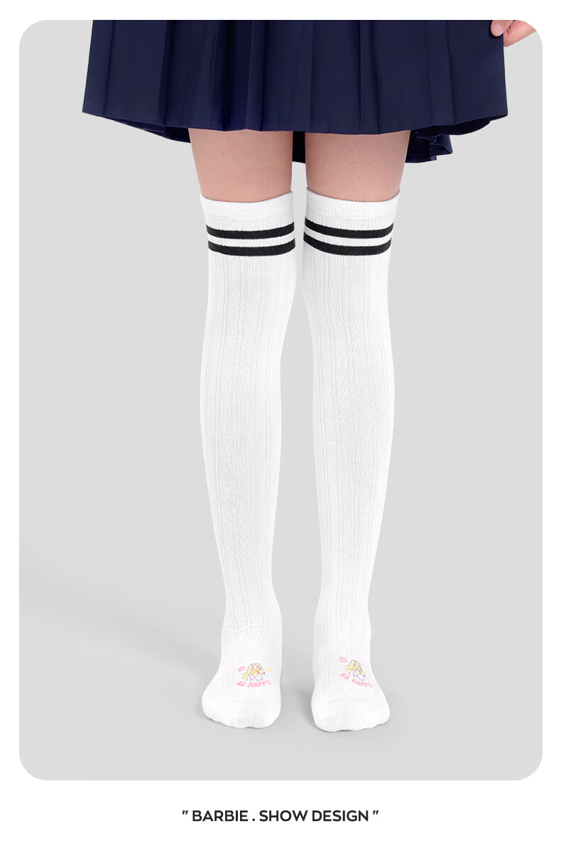 Barbie Children's Mid-Calf Socks, Girls' Over-Knee Socks for Spring And Autumn, High Socks, Long Socks, Calf Socks, Student Cotton Socks 11