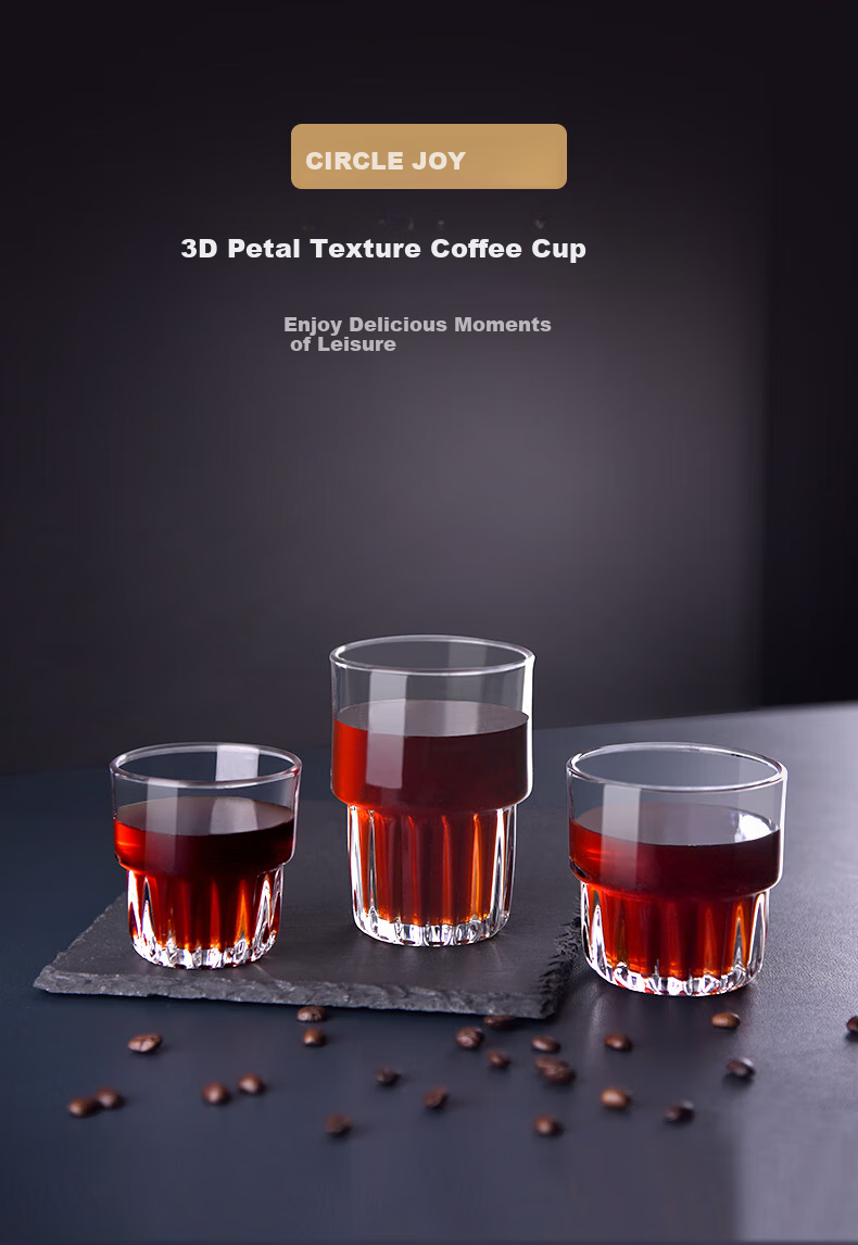 Circle Joy Glass Coffee Retro Vertical Striped Ice Americano Ice Coffee Pot Latte Cup Italian Espresso Cup, Set of 2 1
