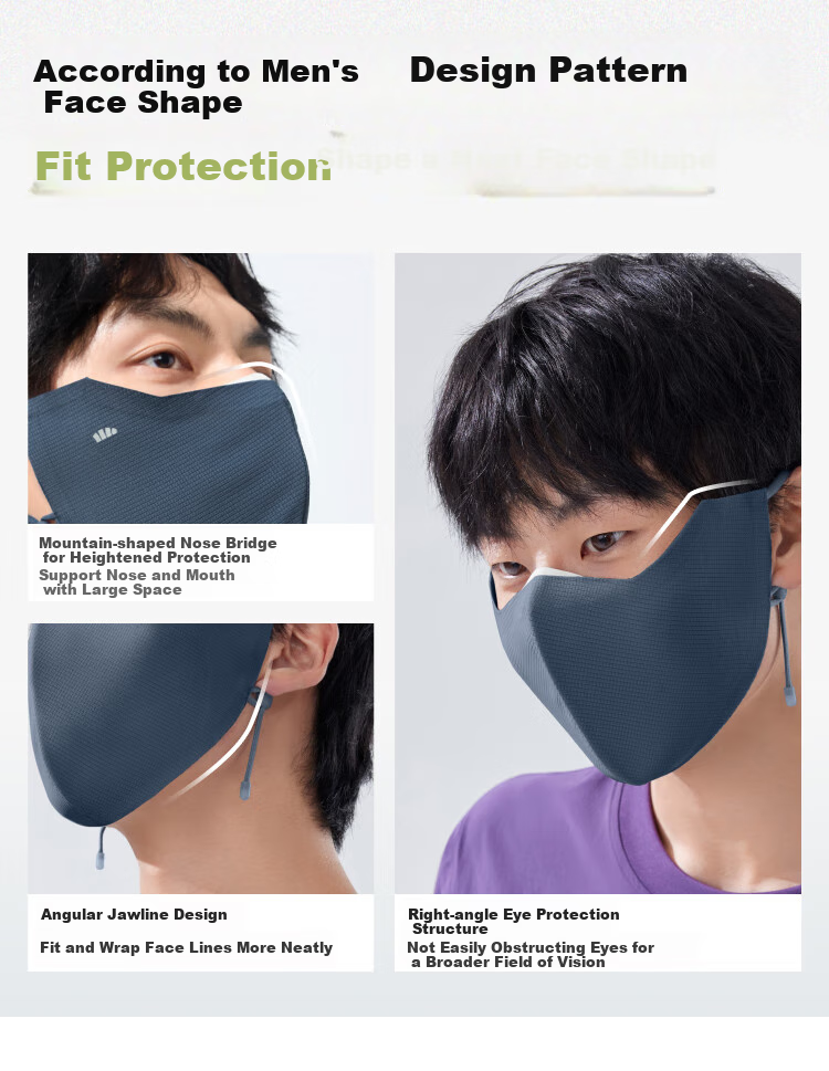 Beneunder Sun Protection Face Mask for Men, Summer Cycling Face Shield, Stylish UV-Resistant Face Cover, Ice Silk Breathable Face Mask 4