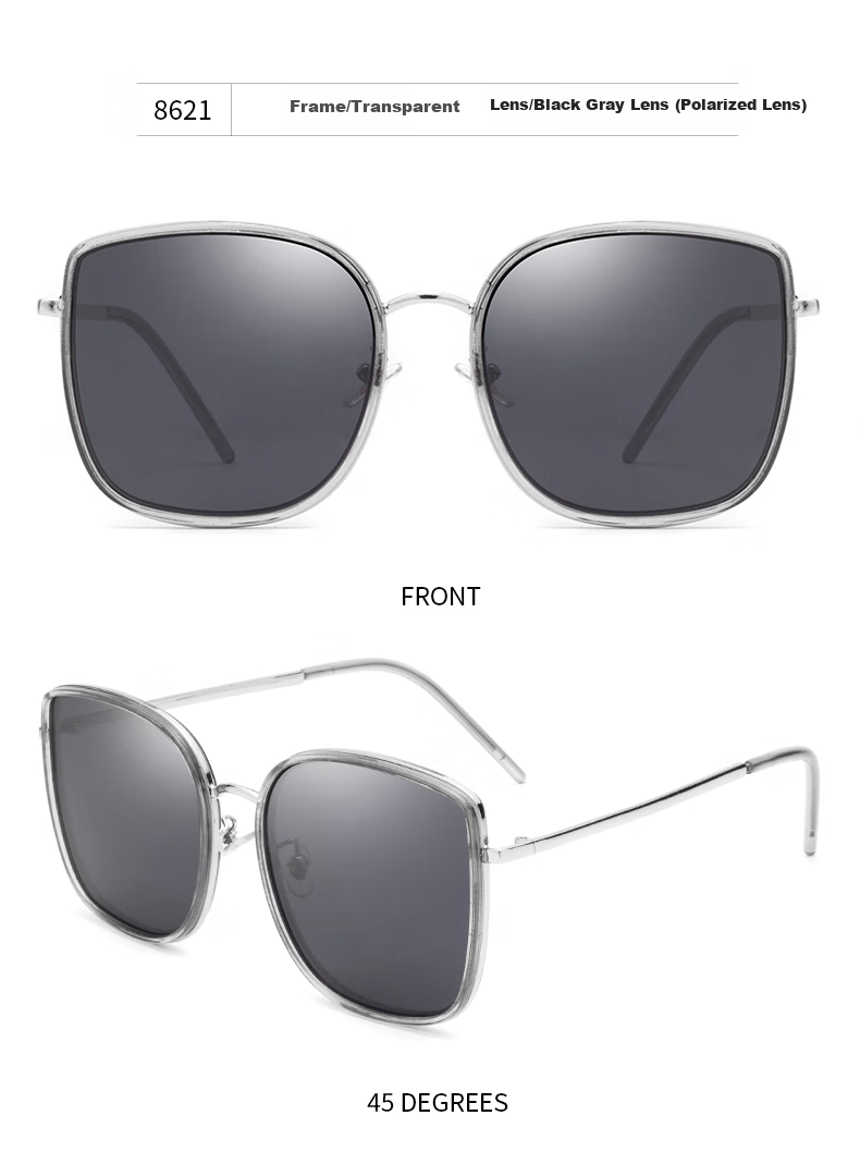 Jardin D'amour Polarized Sunglasses for Men And Women, Fashionable Large Face UV Protection Driving Sunglasses 8621 Black Silver 12