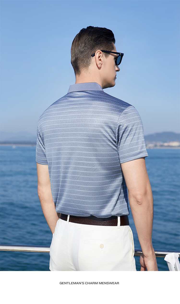 Andongniao [Three Acids & Mulberry Silk] Draping, Easy-Care Silky Cool-Feeling T-Shirt Short-Sleeve POLO Shirt for Men, Summer Luxury Top 14