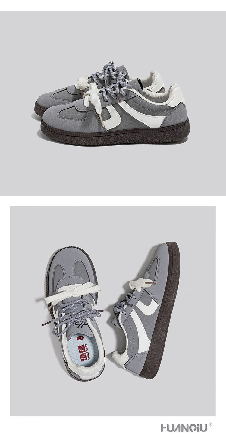 HUANQIU Gray Dexun Shoes for Women, Niche Original Korean Style Student Sneakers, New Versatile Casual Skateboard Shoes for Women in Spring 2026 7