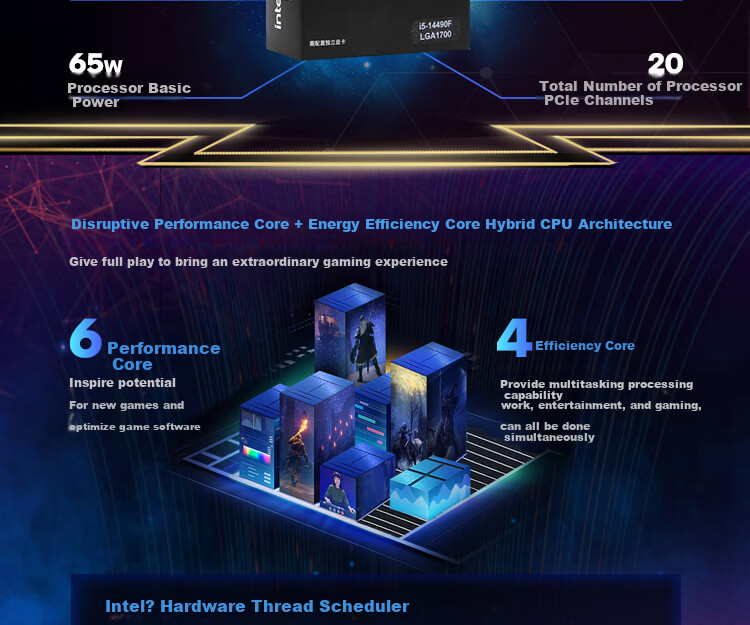Intel Core 14th Gen I5 Processor 14490F, 10 Cores 16 Threads, Turbo up to 4.9GHz, 24M L3 Cache, Desktop Boxed CPU 1