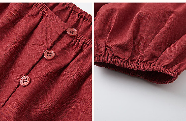 Dme [Elastic One-Shoulder Round Neck Two-Way Wear] Summer Lightweight Linen Cotton Blend Blouse Elegant Shirt Women's Top 16