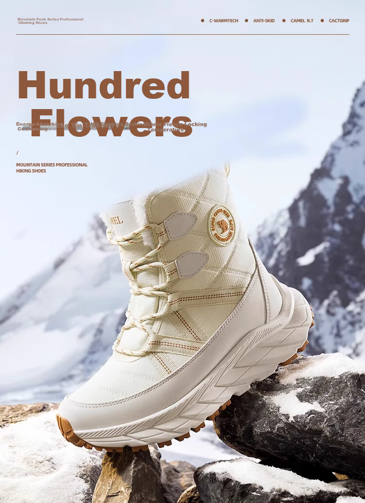 CAMEL Winter Outdoor Snow Boots for Men And Women, Thick-Soled High-Top Hiking Boots with Insulation And Warm Fleece Lining 1