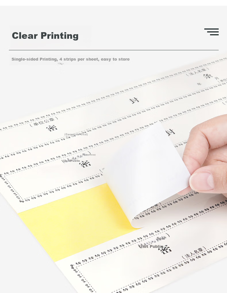 Yuzijian 100 Adhesive File Sealing Strips for Bid Document Bags, Document Folders, No Glue Required Sealing Strips 297*50mm 2604 2