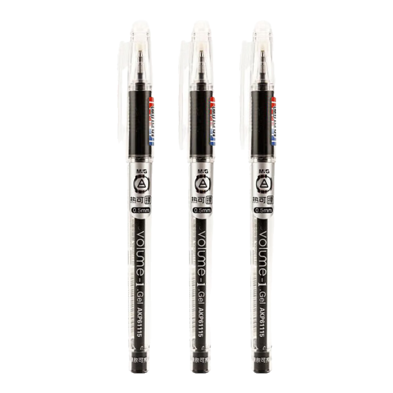 M&G Erasable Gel Pen, 0.5mm Black Bullet Tip, Signature Pen with Pull-Cap, Student Pen, AKP61115A, 6 Pcs