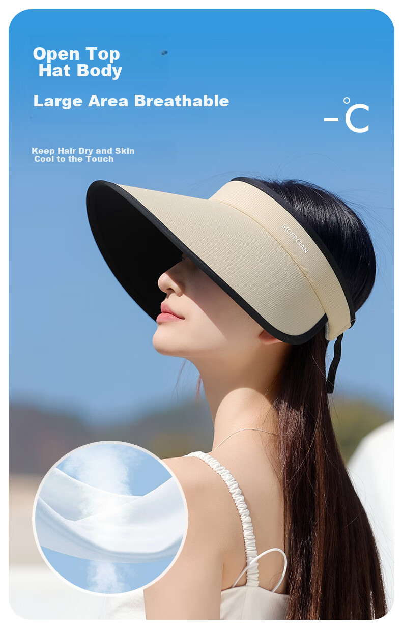 MOERCIAN Sun Protection Hat for Women, Wide Brim Outdoor Hat, Foldable Visor Sunhat for Summer UV Protectio 15