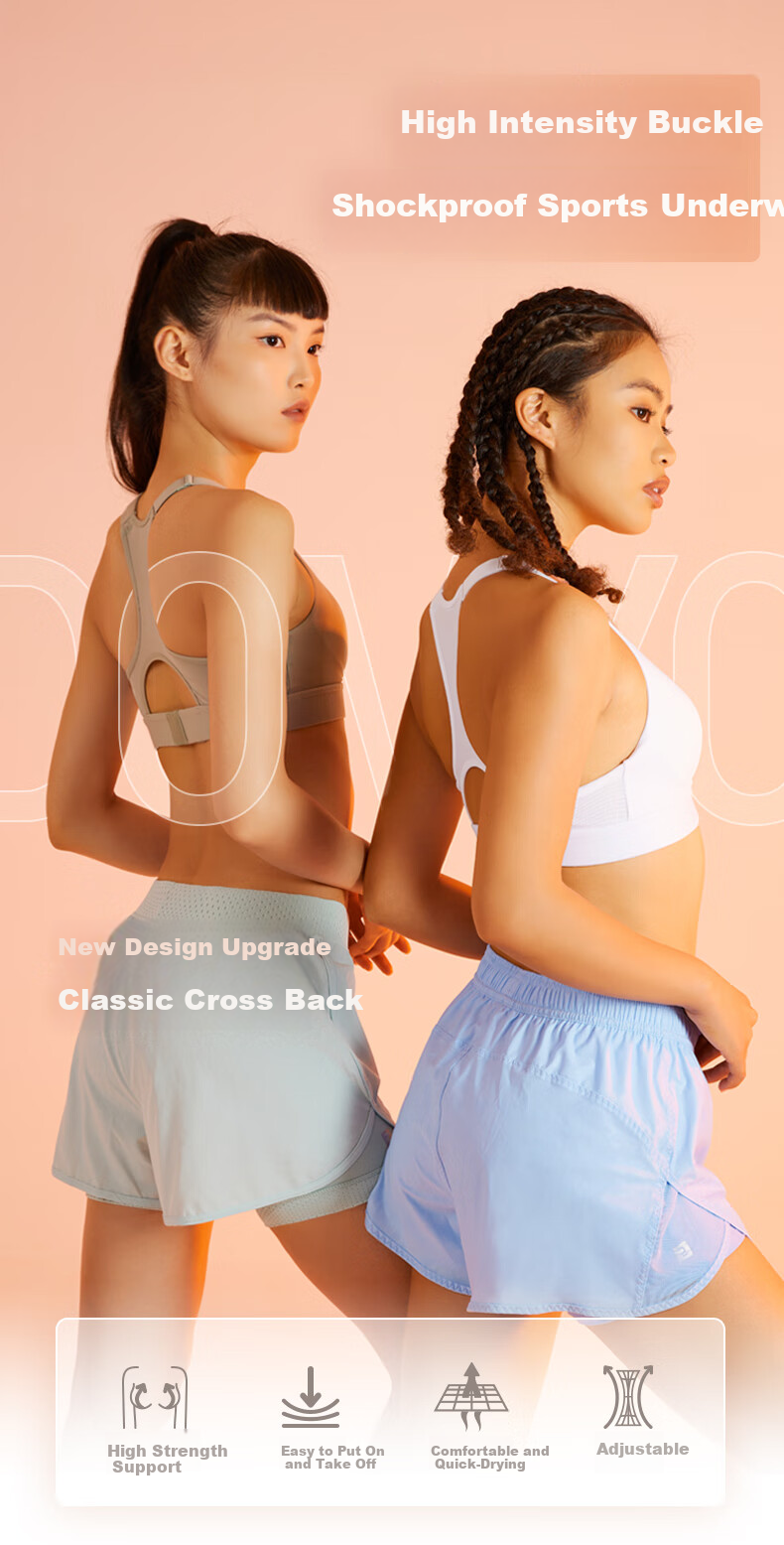 DECATHLON Women's Sports Bra, Wireless, Push-Up, Shock-Absorbing, Anti-Sagging, for Running, Beautiful Back Design - 4050490-L 1