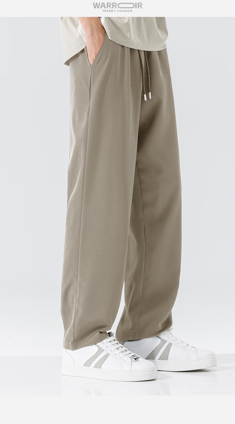 Warrior Ice Silk Pants for Men, Thin Summer Quick-Dry Breathable Loose Long Trousers, Cool-Feeling Sports Casual Straight-Leg Pants YD 12