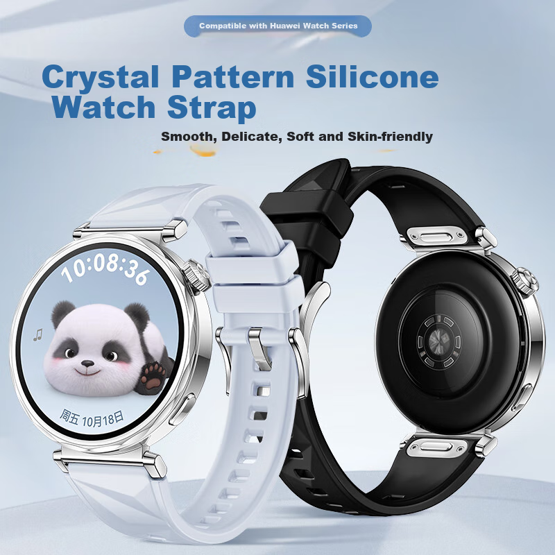 Ремешок Xiaopijiang для Huawei Watch GT6/GT5Pro, силиконовый, с узором "ледяной кристалл", женский, универсальный для 42/41мм циферблата, черный