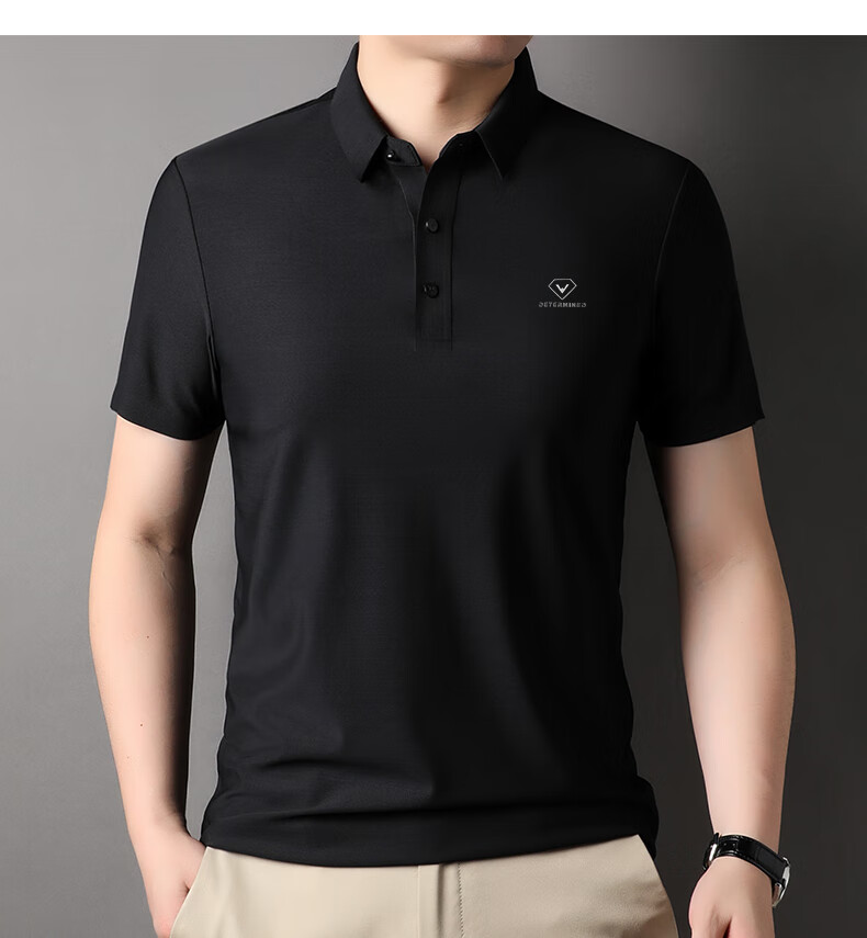 ROMON [Ice Silk High Elasticity + 7A Antibacterial] Sun Protection Short Sleeve Polo Shirt for Men, Summer T-Shirt for Middle-Aged, Cool-Feeling Collared Top 8