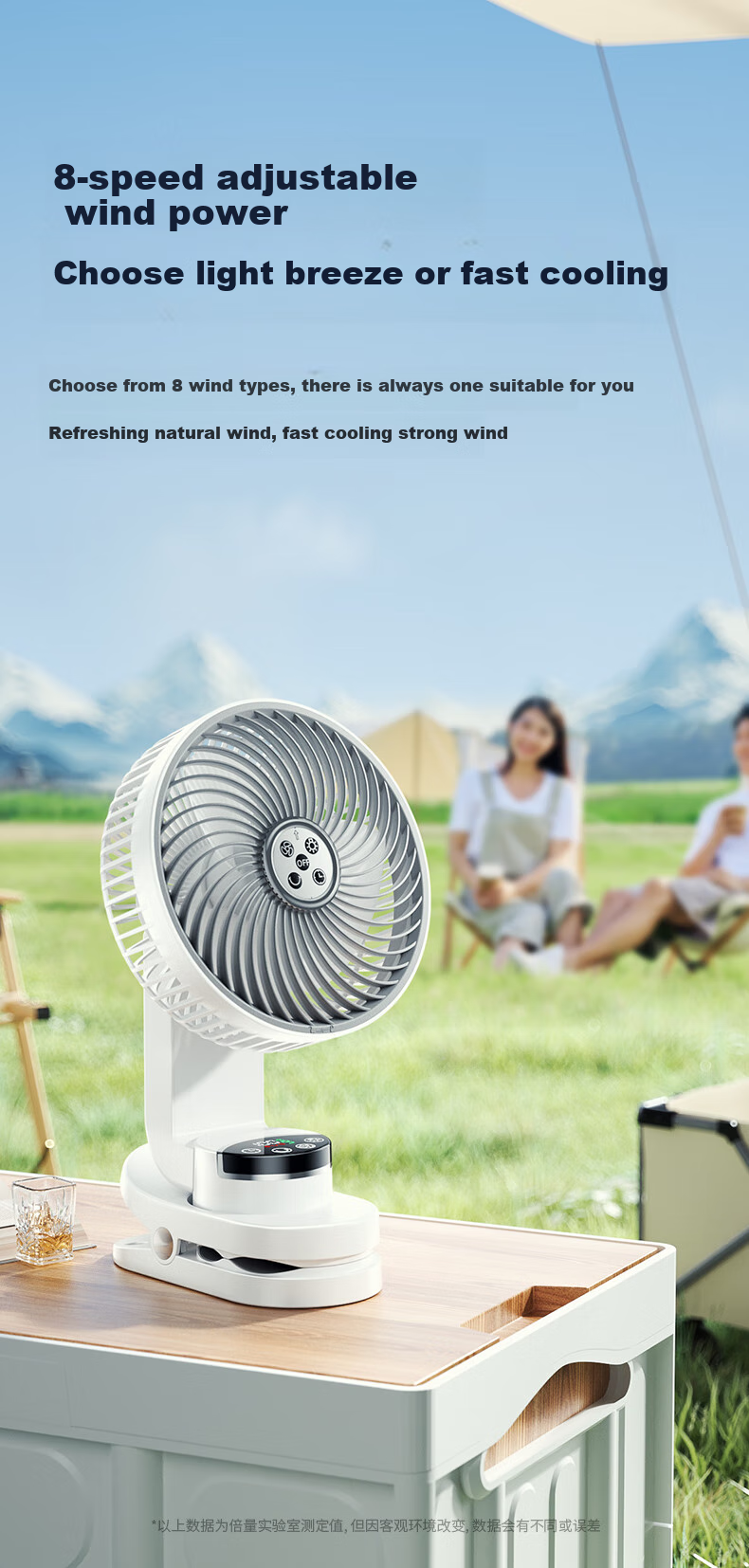 Doublepow Rechargeable Fan, 20000mAh Large Capacity Long-Lasting, for Student Dormitory Bed, Clip-On Desktop USB Small Fan DP-A06 8