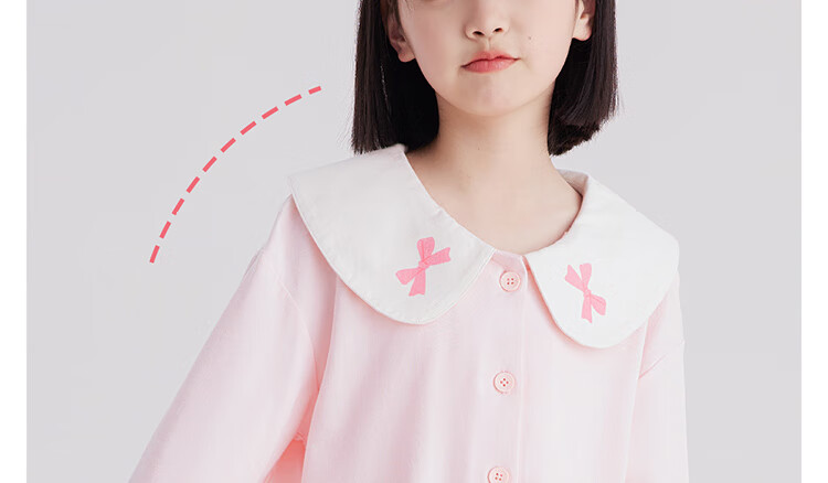 DEESHA Girls' 60S Pure Cotton Pajamas, Double-Sided Fabric, All-Season, Cute And Sweet Princess Style, All-Cotton Children's Long-Sleeve Cardigan Loungewear 12