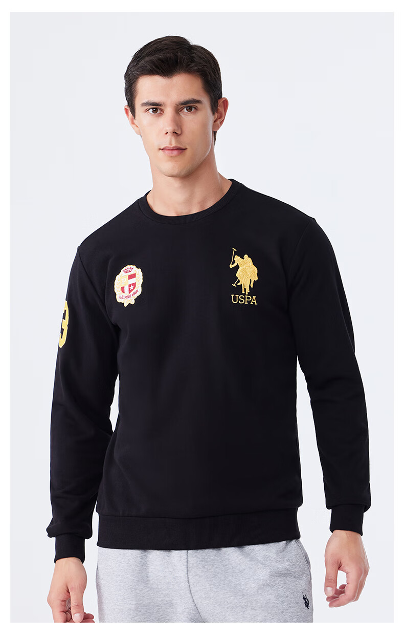U.S. POLO ASSN. Men's Sweatshirt Autumn Crewneck Trendy Loose Long Sleeve T-Shirt Casual Top Navy Blue M 12