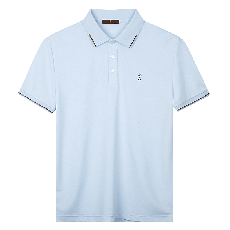 Caizi Men's Polo Shirt Short Sleeve Summer Business New Xinjiang Cotton Breathable Cool Color-Block Collar T-Shirt Versatile Top