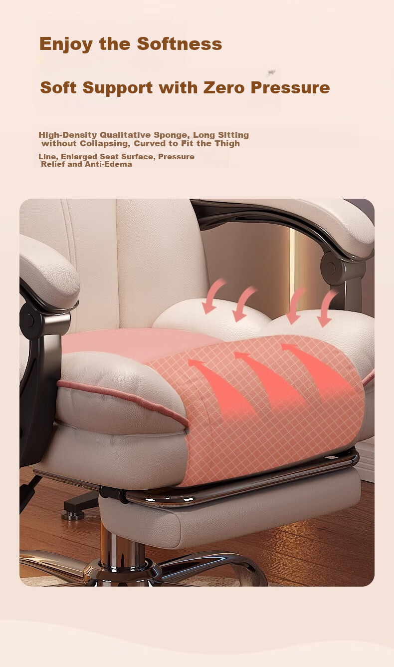 Quanpinwu Computer Chair, Office Chair, Gaming Chair, Home Ergonomic Chair, Executive Chair, Streamer Chair with Backrest, Leather Swivel Chair 11