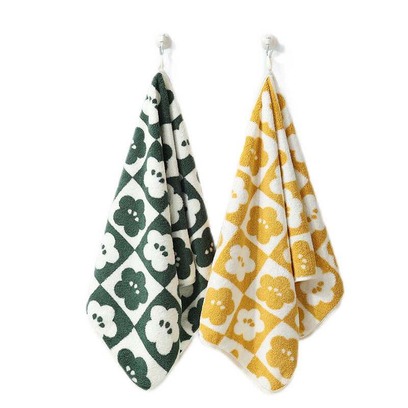 Grace 7A Antibacterial Towels 2-Pack, Class A Household Face Washing Towels for Men And Women Couples, Quick-Drying Bath Towels, Thick Large Face Towels, Green + Yellow