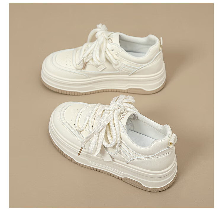 ZHR Zese Casual White Shoes Women Versatile Student Sneakers Thick-soled Height-increasing Lightweight Sports Shoes AB22 Beige Red Size 39 12