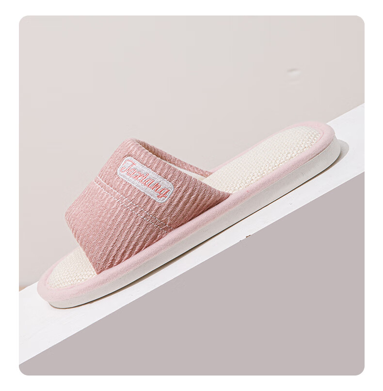 She Enjoy Linen Cotton Slippers Unisex Lightweight Indoor Simple Home Four Seasons Slippers TR112 White 38/39 15