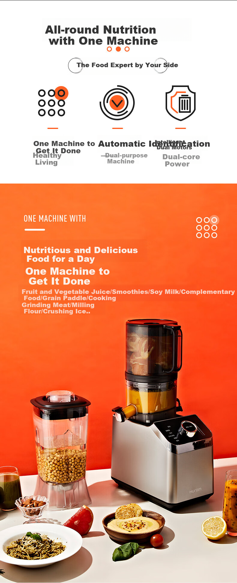 HUROM Blender And Juicer Two-In Korean Imported Multifunctional Blender Food Processor Soy Milk Maker Juicer M100-SBIA05 4