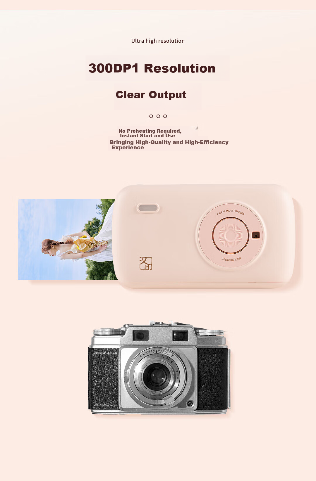 HPRT CP2100 Mobile Photo Printer Kit Instant Printing for Home And Portable Use Bluetooth Connection Student Children Women Birthday Holiday Gift Includes 30 Sheets of Photo Paper 10